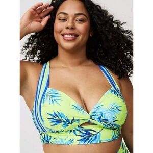 Torrid 3 Plus Size Retro Wireless Twist Front Bikini Swim Top Wireless 3x 22 24